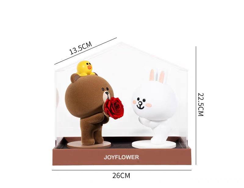 Line Friends Brown Cony Sally 熊大兔兔莎莉永生花/保鮮花公仔禮盒 Preserved Flower Gift ...